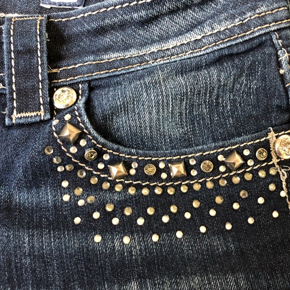 Miss Me Medium Wash Rhinestone Boot Cut Jeans 29 - Picture 8 of 16